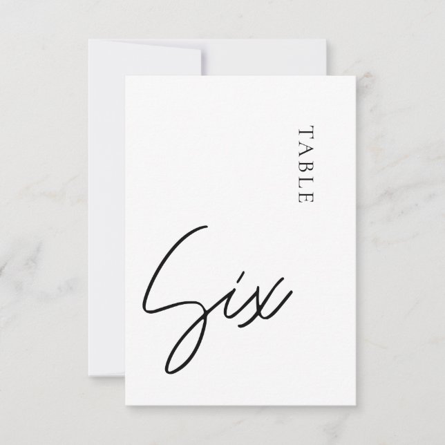 Minimalistiskt Calligraphy Bord sex Bordsnummer (Framsida)