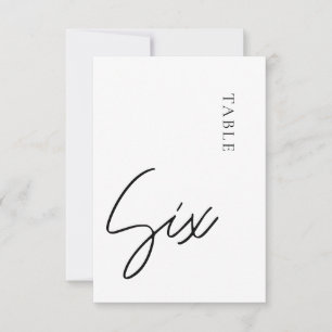 Minimalistiskt Calligraphy Bord sex Bordsnummer