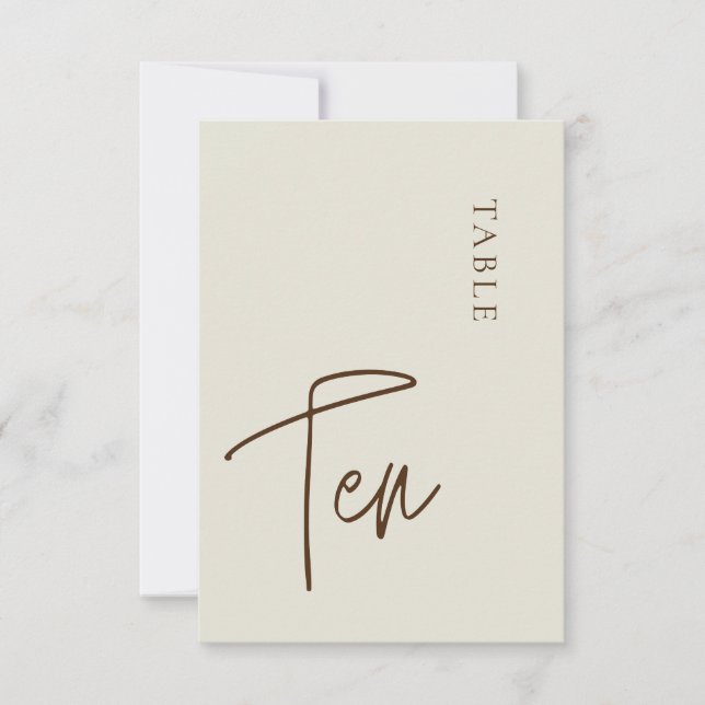 Minimalistiskt Calligraphy Bord tio Bordsnummer (Framsida)