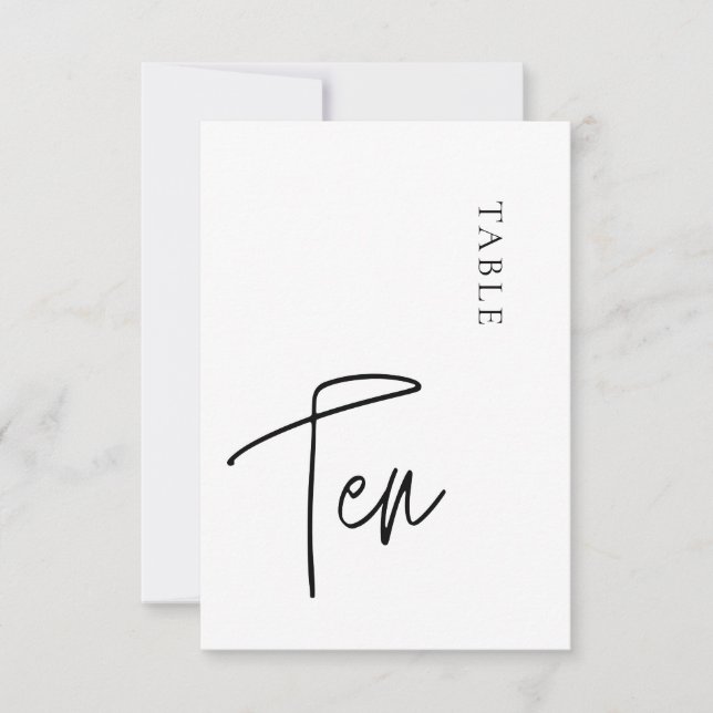 Minimalistiskt Calligraphy Bord tio Bordsnummer (Framsida)