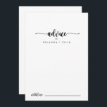 Minimalistiskt Calligraphy Bröllop Advice Card Rådkort<br><div class="desc">Detta minimalistiska telefonjokertecken från bröllop är perfekt för ett rustiskt bröllop. Den enkla och elegant designen har skript av typen klassisk och finare i svartvitt. De här korten är perfekter för bröllop,  möhippa,  babydusch,  studentfest och mycket mer. Anpassa korten med namn från bruden och brudgummen,  blivande föräldrar eller student.</div>
