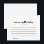 Minimalistiskt Calligraphy Bröllop Advice Card Vykort<br><div class="desc">Detta minimalistiska kalligrafkort från bröllop är perfekt för ett modernt bröllop. Den enkla och elegant designen har skript av typen klassisk och finare i svartvitt.De här korten är perfekter för bröllop,  möhippa,  babydusch,  studentfest och mycket annat. Anpassa korten med namn från bruden och brudgummen,  blivande föräldrar eller student.</div>