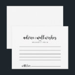 Minimalistiskt Calligraphy Bröllop Advice Card Vykort<br><div class="desc">Detta minimalistiska kalligrafkort från bröllop är perfekt för ett modernt bröllop. Den enkla och elegant designen har skript av typen klassisk och finare i svartvitt.De här korten är perfekter för bröllop,  möhippa,  babydusch,  studentfest och mycket annat. Anpassa korten med namn från bruden och brudgummen,  blivande föräldrar eller student.</div>