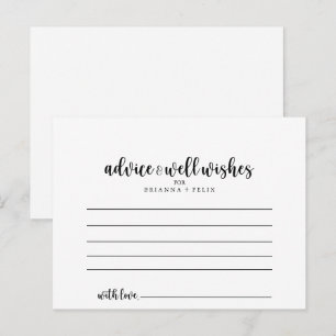 Minimalistiskt Calligraphy Bröllop Advice Card Vykort