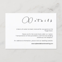 Minimalistiskt Calligraphy Bröllop-informationskor Tilläggskort