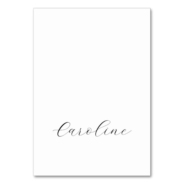 Minimalistiskt Calligraphy Namn Elegant Place Card Bordsnummer (Framsidan)
