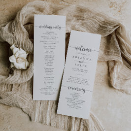 Minimalistiskt Calligraphy Silver Bröllopsprogram Program