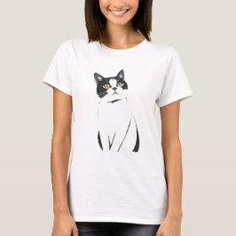 Minimalistiskt Cat Line Art T-Shirt för kvinnor - 