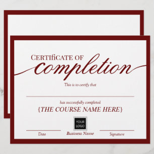 Minimalistiskt certifikat för färdigt rött pris