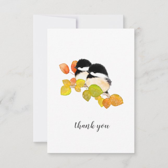 Minimalistiskt Chickadee Bird-tackkort Tack Kort (Framsida)