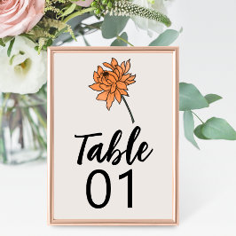 Minimalistiskt Chrysanthemum Bröllop Bordsnummer