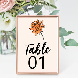 Minimalistiskt Chrysanthemum Bröllop Bordsnummer