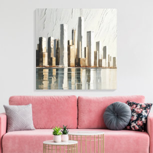 Minimalistiskt cityscape Texturerad 3D-färgning Canvastryck