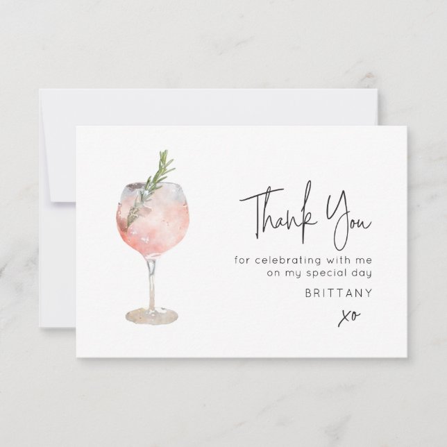 Minimalistiskt Cocktail Vin-tackkort Tack Kort (Framsida)
