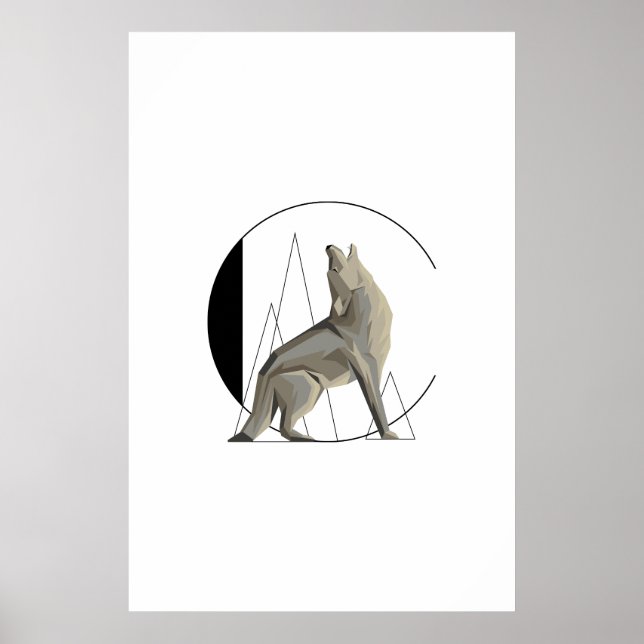 Minimalistiskt Coyote/Varg C-Poster Poster (Framsidan)