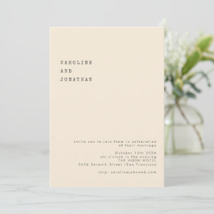 Minimalistiskt Cream Retro-skrivmaskinteckensnitt Inbjudningar