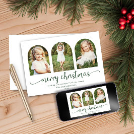 Minimalistiskt Cute Julgranar Helgdag 3-foto Julkort
