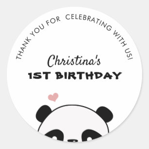 Minimalistiskt Cute Panda Birthday Tack för att d Runt Klistermärke