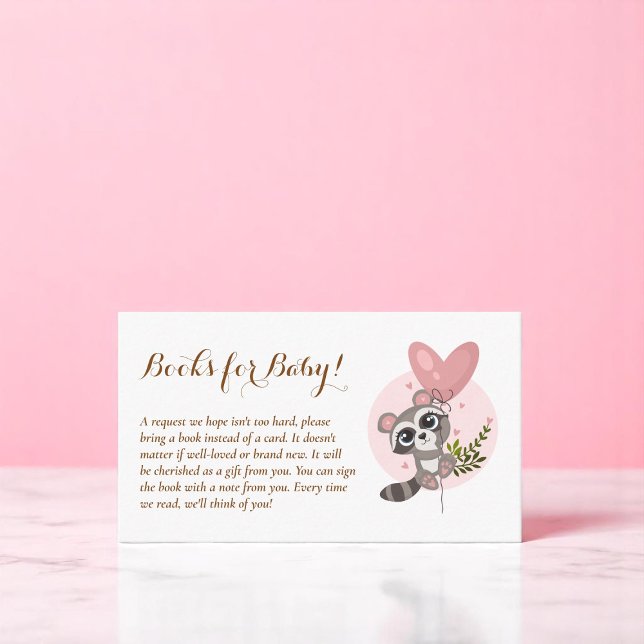 Minimalistiskt cute Raccoon Baby Shower Bokar för  Tilläggskort (Minimalist Cute Raccoon Baby Shower Books for Baby Enclosure Card)