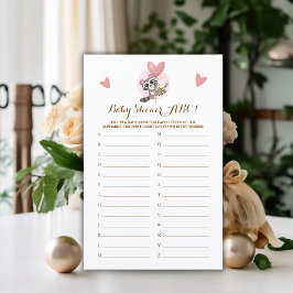 Minimalistiskt cute Raccoon Baby Shower Game ABC