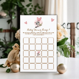Minimalistiskt cute Raccoon Baby Shower Game Bingo