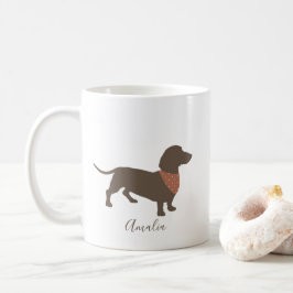 Minimalistiskt Dachshund Silhouette med hund namn Kaffemugg