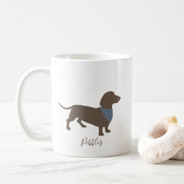 Minimalistiskt Dachshund Silhouette med hund namn Kaffemugg