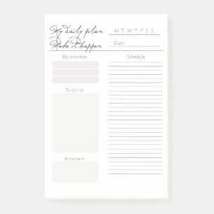 Minimalistiskt dagligt anteckningsblock för lista post-it block