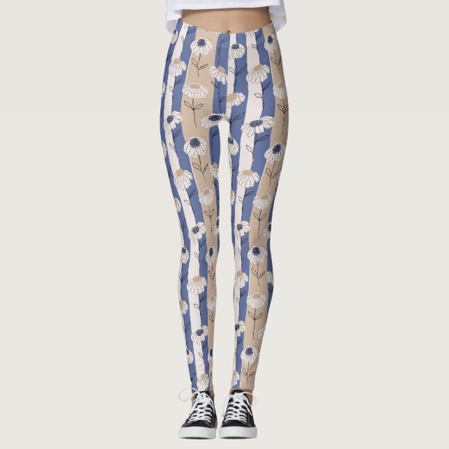 Minimalistiskt Daisy Blommönster (1) Leggings (Framsida)