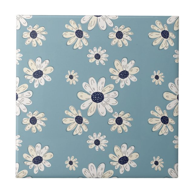 Minimalistiskt Daisy Blommönster (2) Kakelplatta (Framsidan)