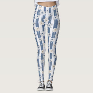 Minimalistiskt Daisy Blommönster (2) Leggings