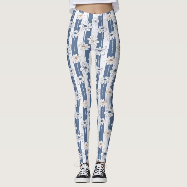 Minimalistiskt Daisy Blommönster (2) Leggings (Framsida)