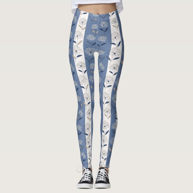Minimalistiskt Daisy Blommönster (3) Leggings (Framsida)