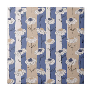 Minimalistiskt Daisy Blommönster (4) Kakelplatta