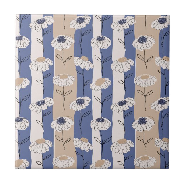 Minimalistiskt Daisy Blommönster (4) Kakelplatta (Framsidan)