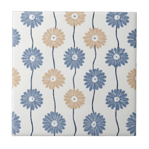 Minimalistiskt Daisy Blommönster (6) Kakelplatta
