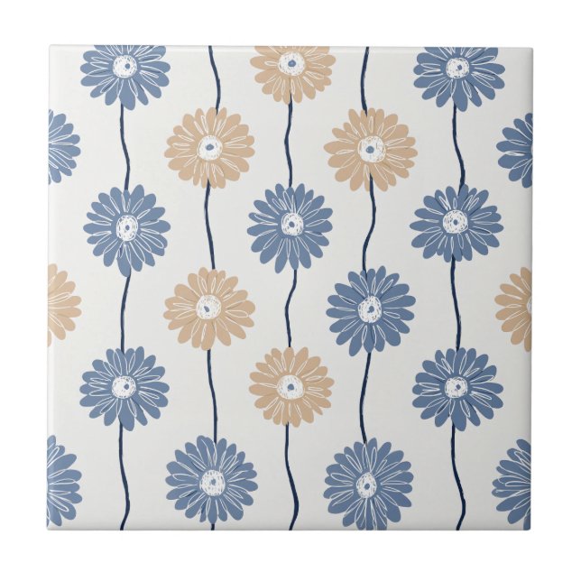 Minimalistiskt Daisy Blommönster (6) Kakelplatta (Framsidan)