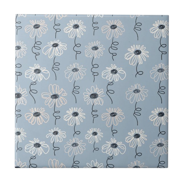 Minimalistiskt Daisy Blommönster (7) Kakelplatta (Framsidan)