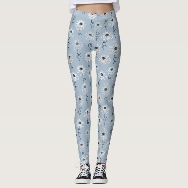 Minimalistiskt Daisy Blommönster (7) Leggings (Framsida)