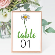 Minimalistiskt Daisy Bröllop Bordsnummer