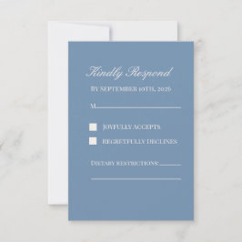 Minimalistiskt dammblått bröllops-RSVP-kort OSA Kort