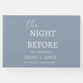 Minimalistiskt dammblått natten före Bröllop Gästböcker