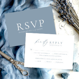 Minimalistiskt dammblått RSVP-bröllopskort OSA Kort