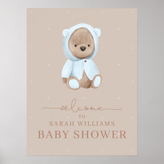 Minimalistiskt dammigt blått parkeringsstöd - baby poster (Framsidan)