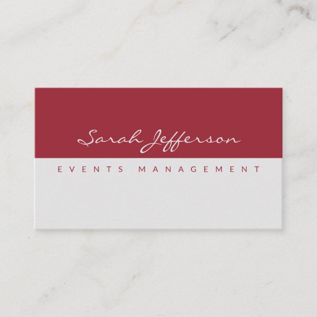 Minimalistiskt deep Red Grått med enkel Profession Visitkort (Framsida)