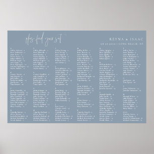 Minimalistiskt Dusty Blue Alphabetical-sätesschema Poster