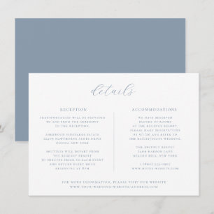 Minimalistiskt Dusty Blue Bröllop-informationskort Inbjudningar