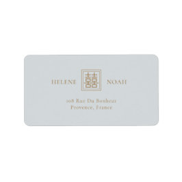 Minimalistiskt Dusty Blue Modern kinesiska Bröllop Adressetikett