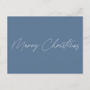 Minimalistiskt Dusty Blue Script Namn God jul Vykort