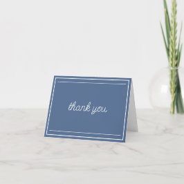 Minimalistiskt Dusty Blue & White-skript Tack Kort